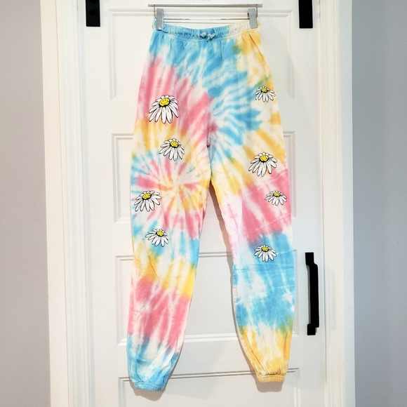 2 Pair BSR By Samii Ryan Jogger Sweat Pant Womens S Tie Dye Rainbow Stars Fleece - Picture 2 of 11